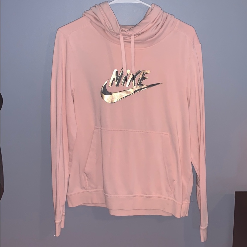 Nike Pink Hoodie Gold Swoosh